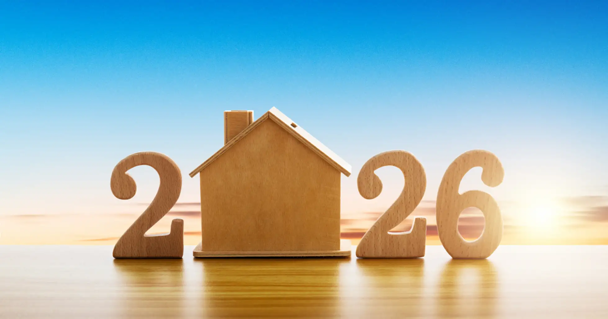 Wooden 2026 numbers with a small house model, representing the 2026 Southern California housing market forecast for Ventura County and Los Angeles